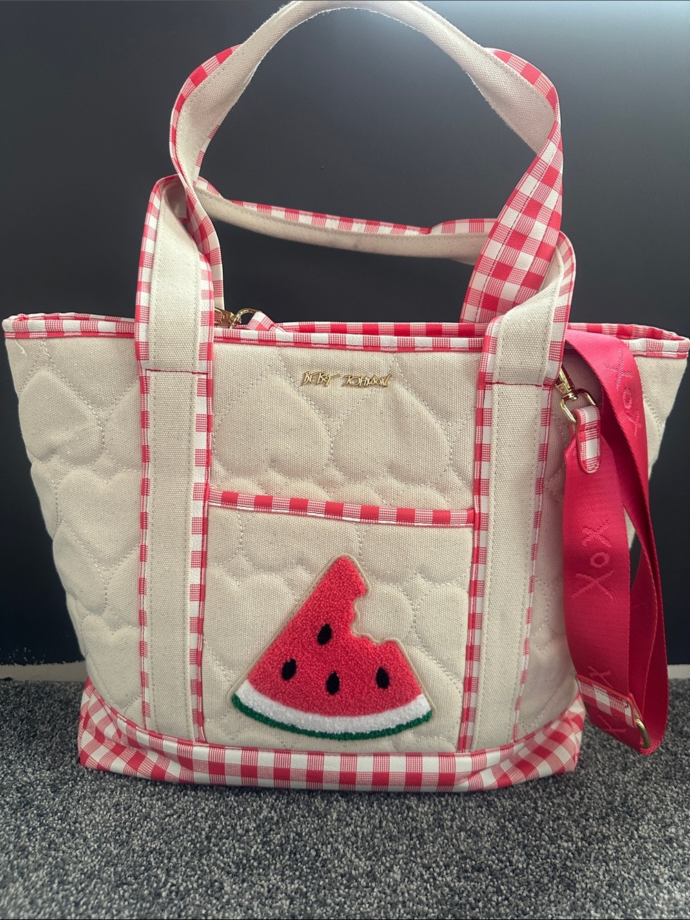 Betsy Johnson Cream & Pink Watermelon Patch tote